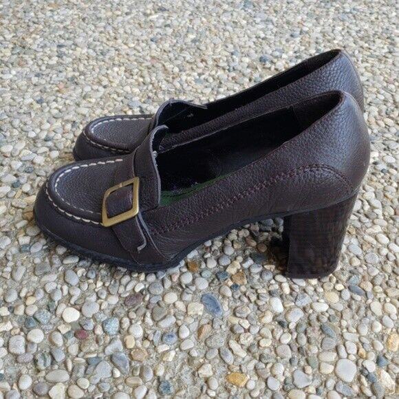 Tommy Girl Chunky Heel Leather Upper Pumps - Brown - Size 6 - Picture 2 of 8